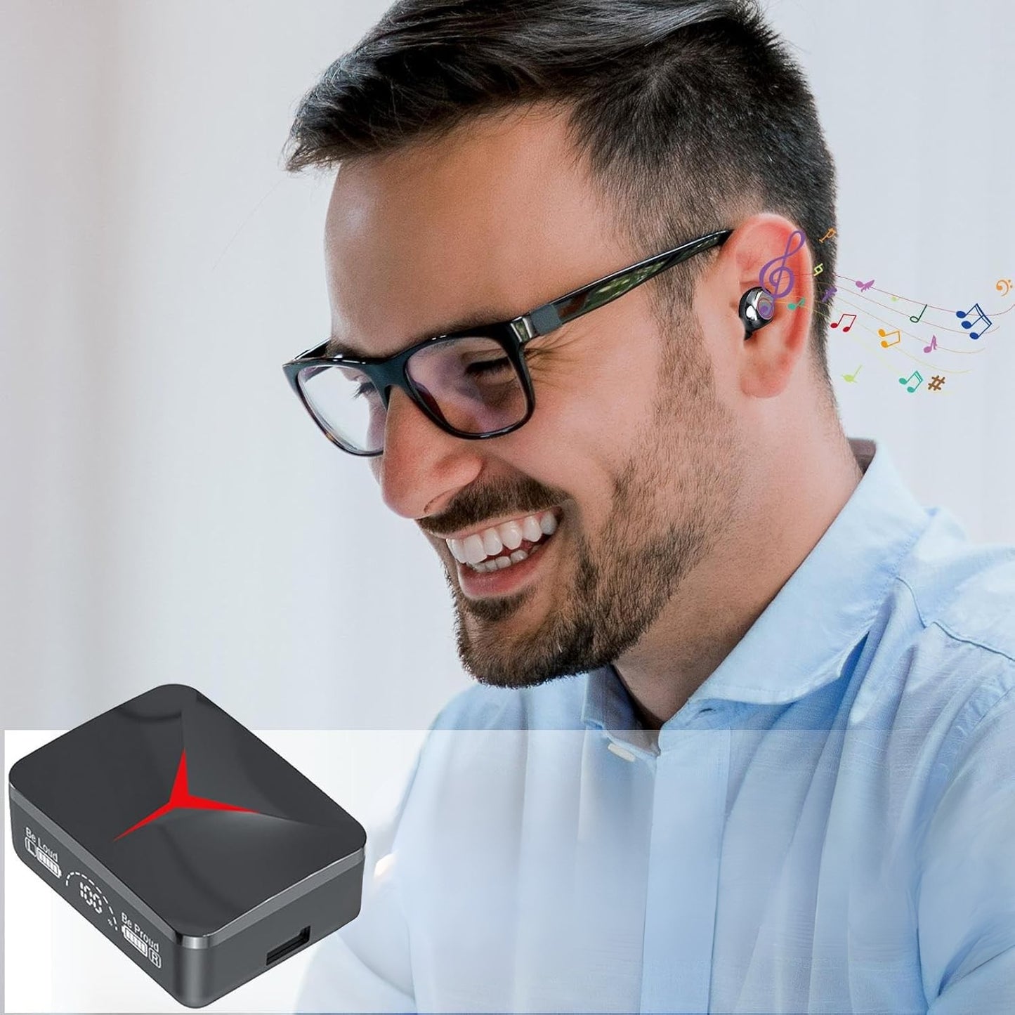 باور بانك + LED سماعات لاسلكية بإضاءة